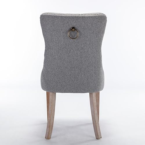 Miniatura 128 de i-POOK Juego de 2 sillas de comedor tapizadas de terciopelo, sillas de comedor con respaldo de alas con tirador de anillo, ribete de cabeza de clavo