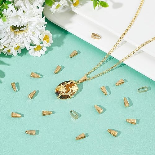 Miniatura 2 de UNICRAFTALE 50 unidades de 0.433 in de acero inoxidable con cierre de clip de pellizco dorado para colgantes, clip de pellizco, conectores colgantes