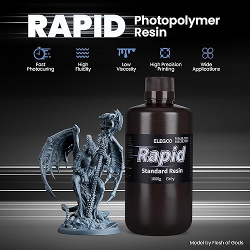 Miniatura 2 de ELEGOO - Resina rápida para impresora 3D de 405nm, resina fotopolimérica de curado UV para impresora 3D de resina Mars 4 Ultra y Saturn 3 Ultra,