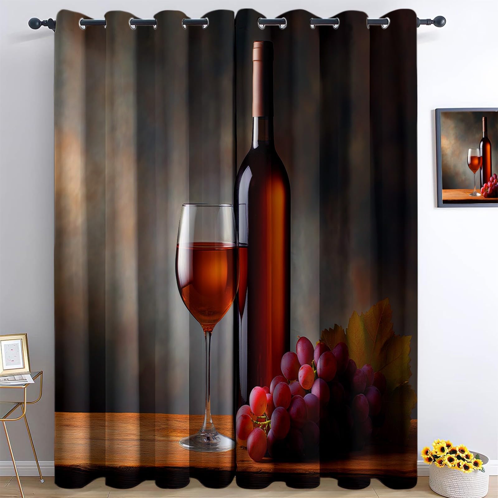Zasłony zaciemniające, przelotki, fotografia życia, delikatne wino, szare, miękkie, zestaw zasłon do salonu, sypialni, pokoju dziecięcego, dekoracja okna, 2 panele, 140 x 250 cm