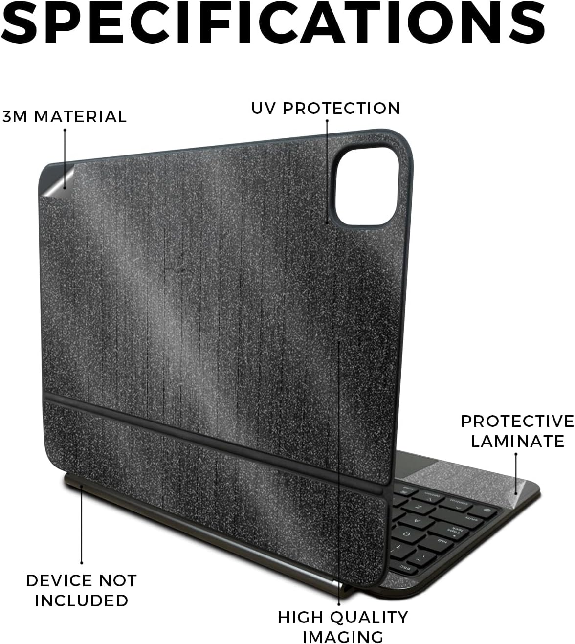 Glossy Glitter Skin Compatible with Apple Magic Keyboard for iPad Pro 11‑inch (M4) 2024 - Black Wood - Premium 3M Vinyl Protective Wrap Decal Cover - Easy to Apply | Crafted in The USA by MightySkins