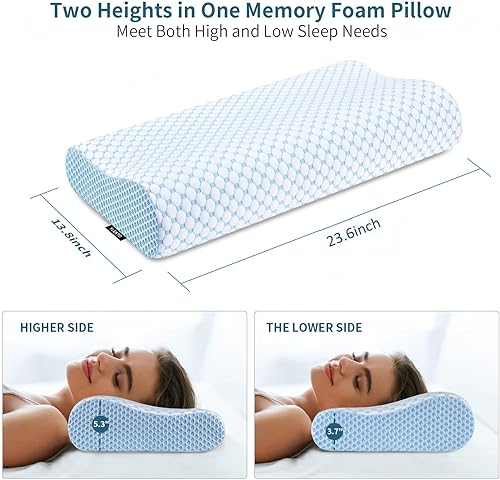 Miniatura 3 de Almohada cervical para aliviar el dolor de cuello, almohadas de espuma viscoelástica de contorno para dormir, almohada ergonómica sin olor, almohada