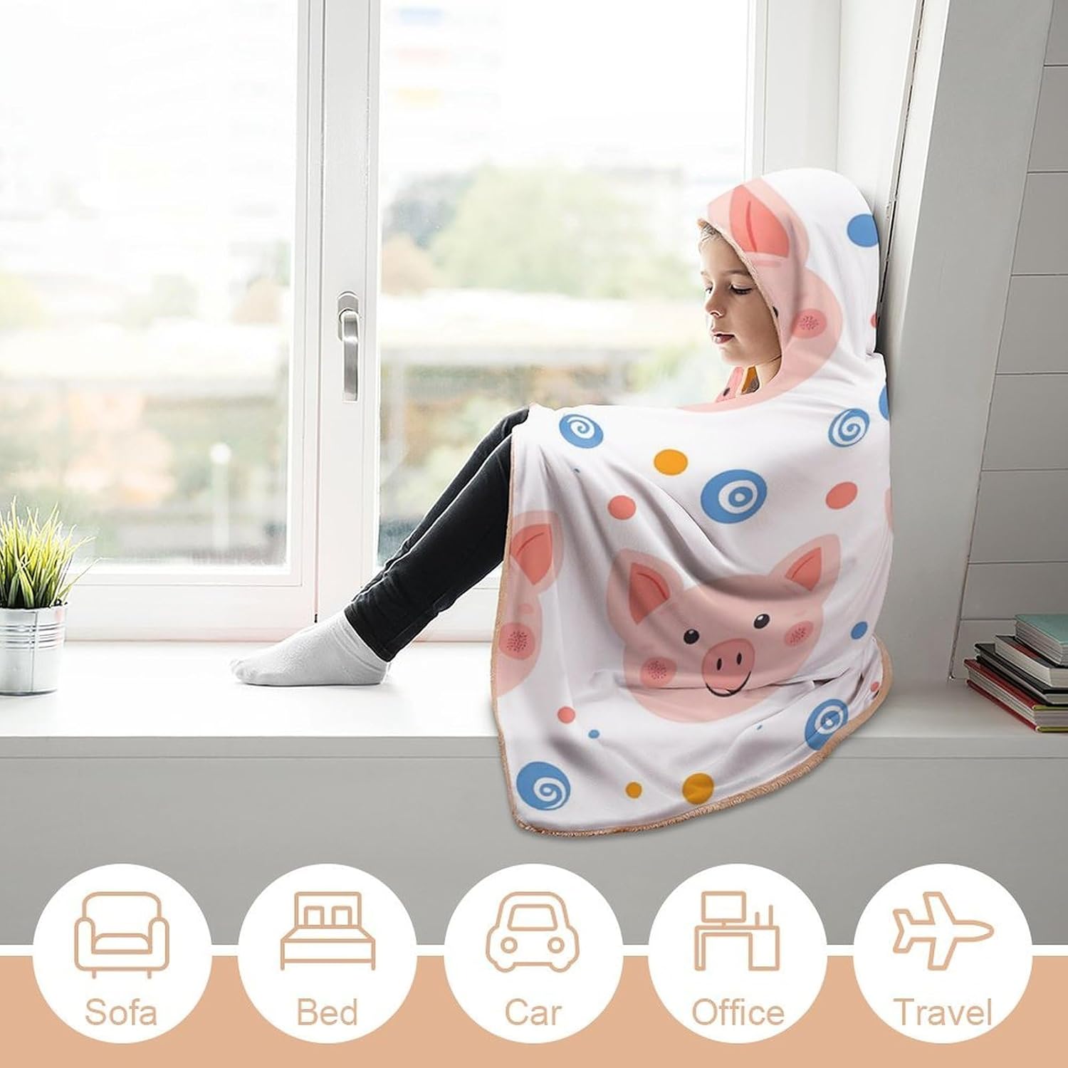 Piglet Polka Dot Swirl Fashion Wearable Blanket Hoodie Fleece Throw Cloak Robe Unisex