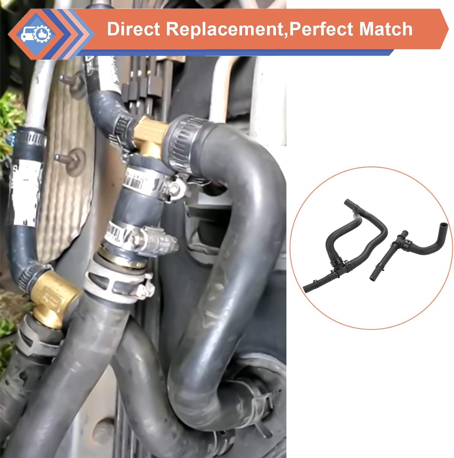 2PCS Heater Hose With TEE Supply-Return Compatible Botswana