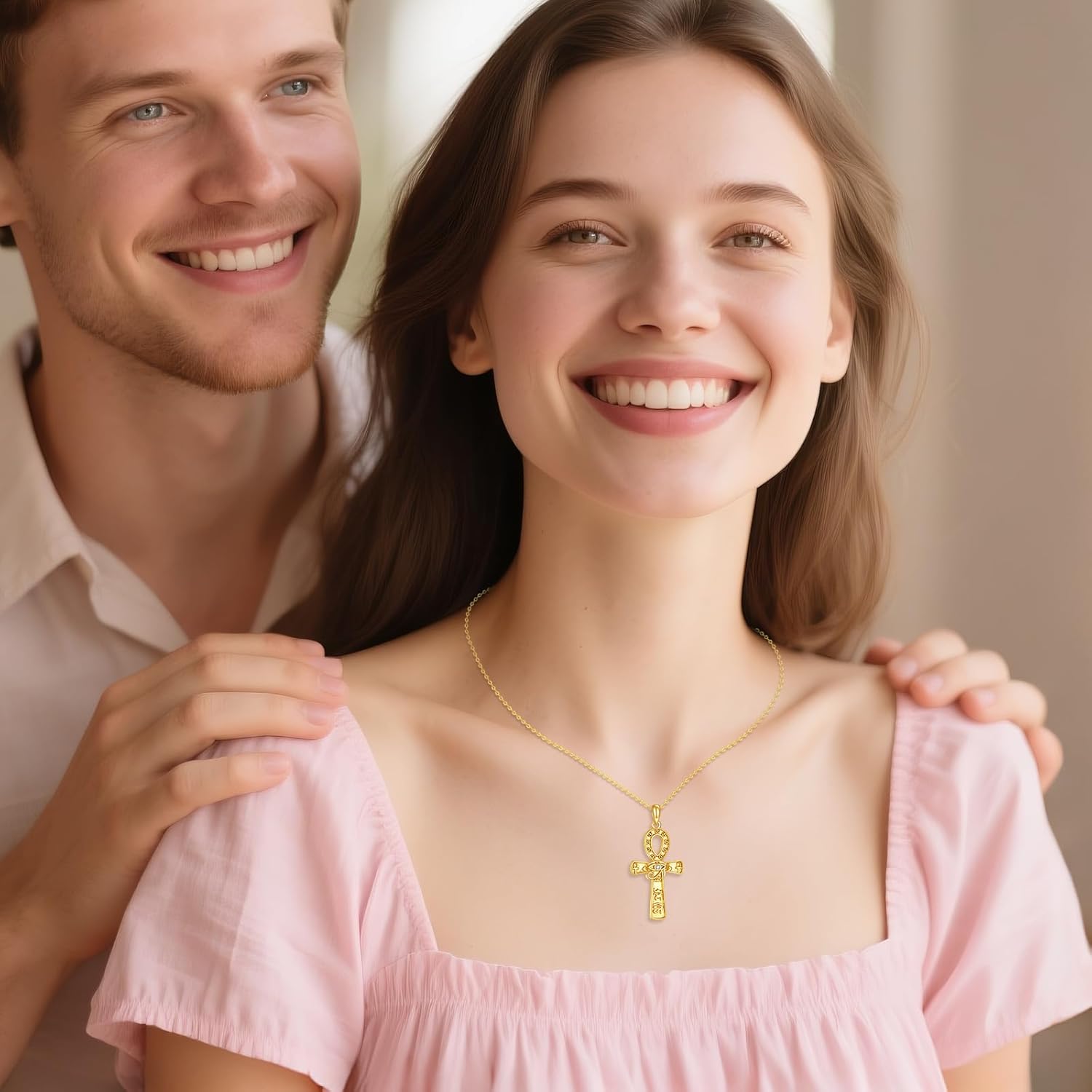 TIGER RIDER Eye of Horus Necklace Sterling Silver Egyptian Ankh Cross Pendant Necklace Protection Jewelry for Women - Image 3