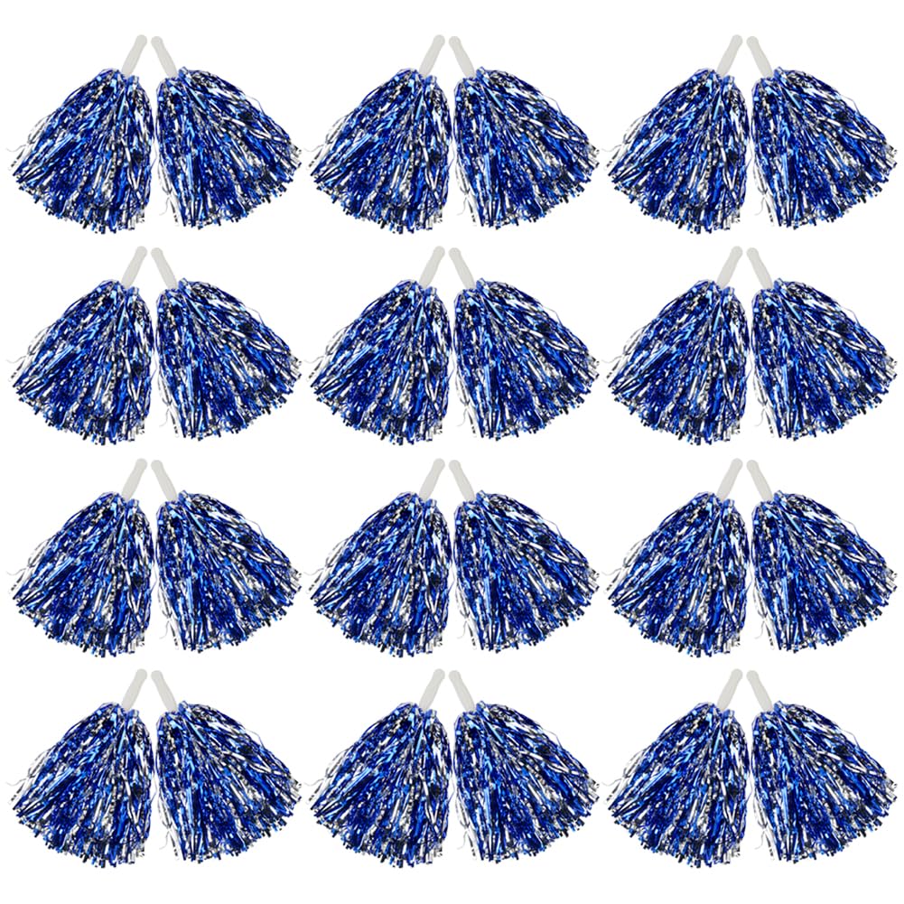 Hooshing 12/24/100PCS Pom Poms Cheerleading Metallic Foil Cheer Pom Poms with Plastic Handles for Rooters Cheering Squad Team Spirit Sports