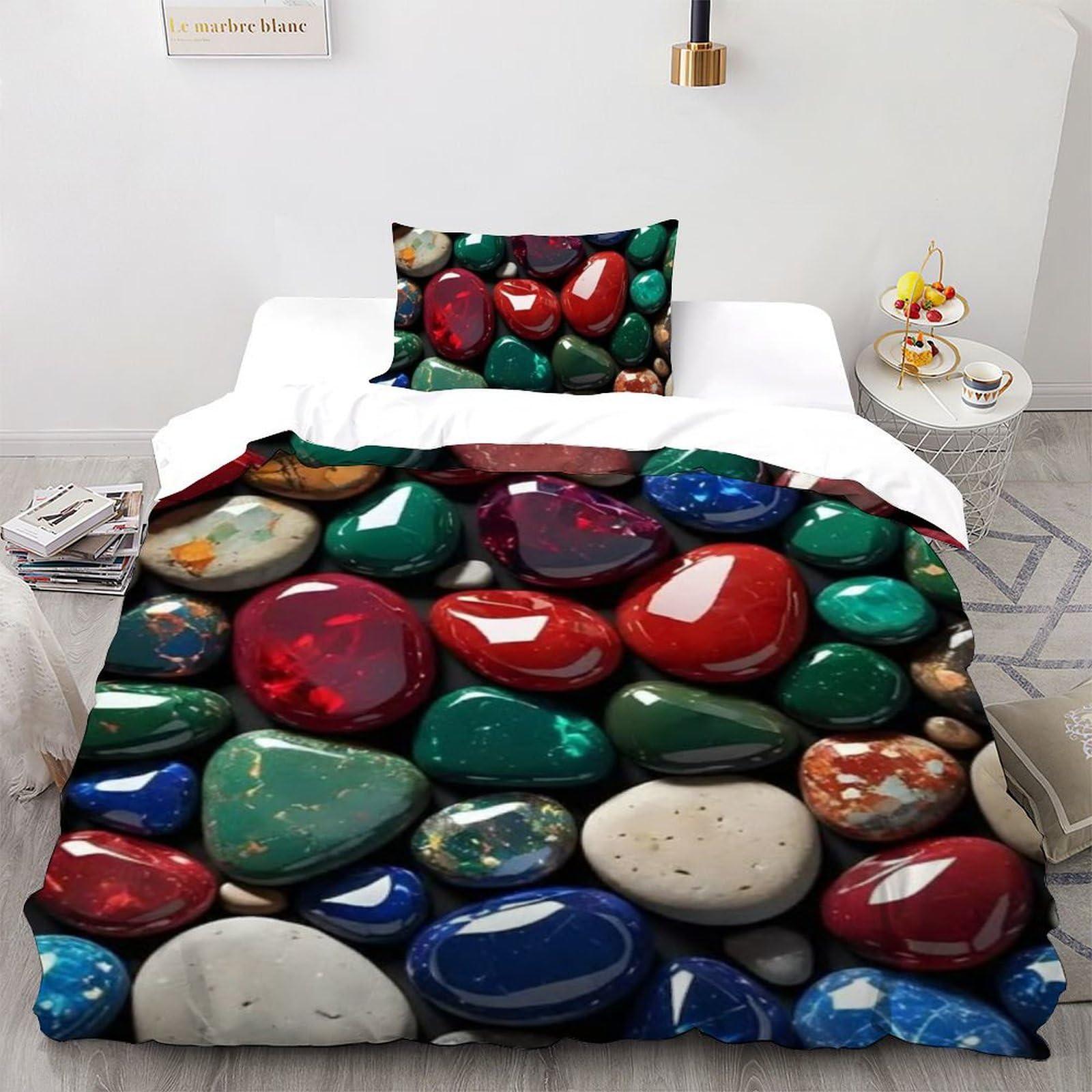Housse de couette pierres précieuses imprimé 3D en microfibre douce c'est magnifique