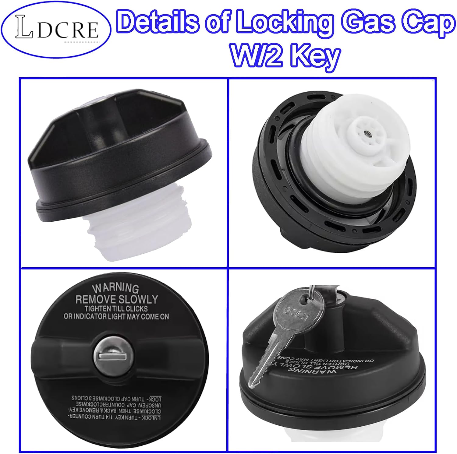 Locking Gas Cap W/2 Key, Compatible With Chevy Honda Nissan Acura Mazda Cadillac GMC Vehicle 4Runner FJ Cruiser Silverado Camaro And More, Lock Fuel Tank Cap Replace 10504 77300-47020 31780 7730047020
