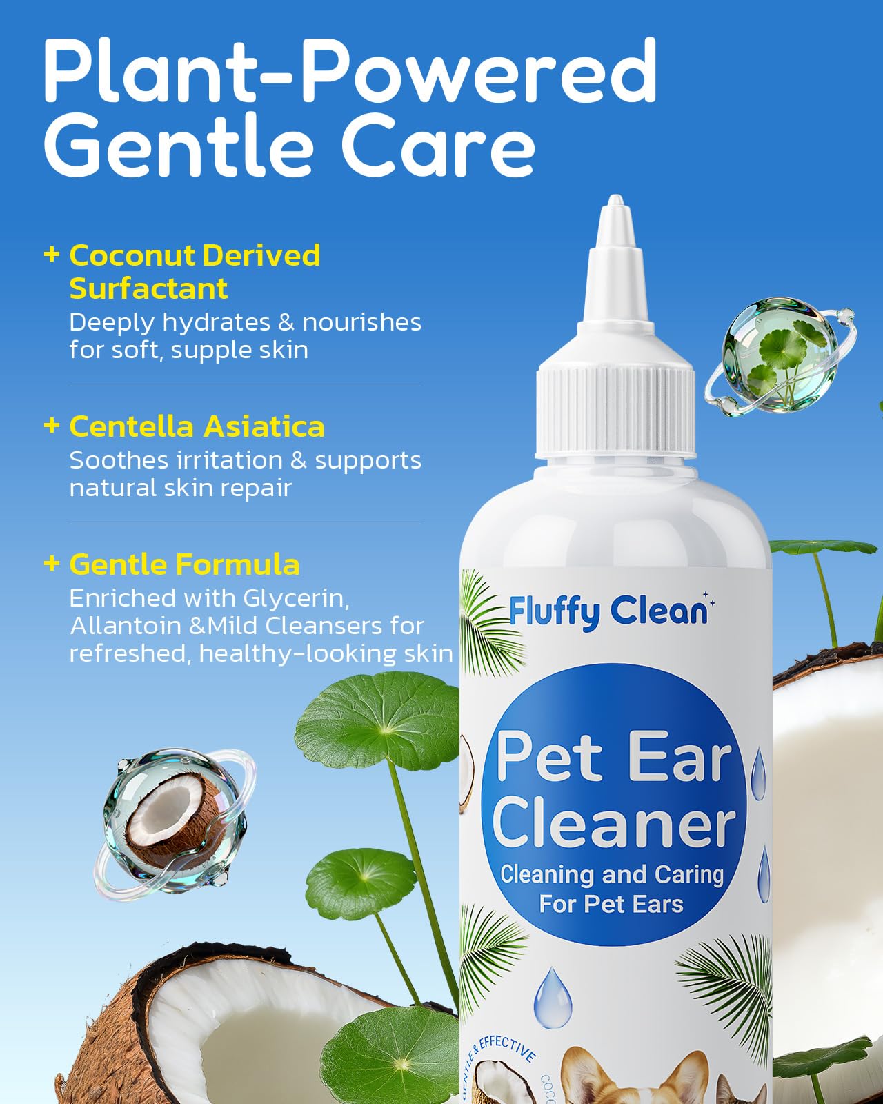 Dog Ear Cleaner - Pet Ear Wash, Flush and Drop Cleaner Solution for Cat & Dog Infection and Itch Relief, Gently Removes Debris, Wax Buildup, Odor - 8 fl oz - image 4