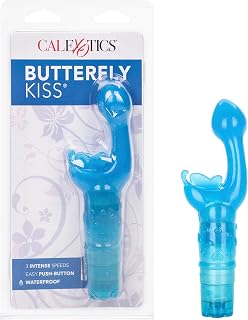 CalExotics Original Butterfly Kiss Vibrator - Multi-Speed Waterproof Vibe – Adult Sex Toys for Couples - Clitoral G Spot Massager – Blue