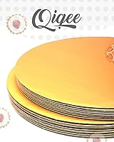 Vista 4 de qiqee Bases Redondas Doradas para Pasteles de 6 Pulgadas, Paquete de 40 Círculos Redondos, Base de Cartón Grado Alimenticio, Plato para Pastel