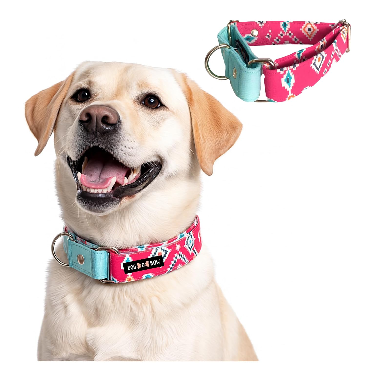 Dog-O-Bow Teal-Pink Aztec Martingale Dog Collar, Durable, Comfortable & Adjustable Training Collar (Large) - Review, Price and Buying Guide
