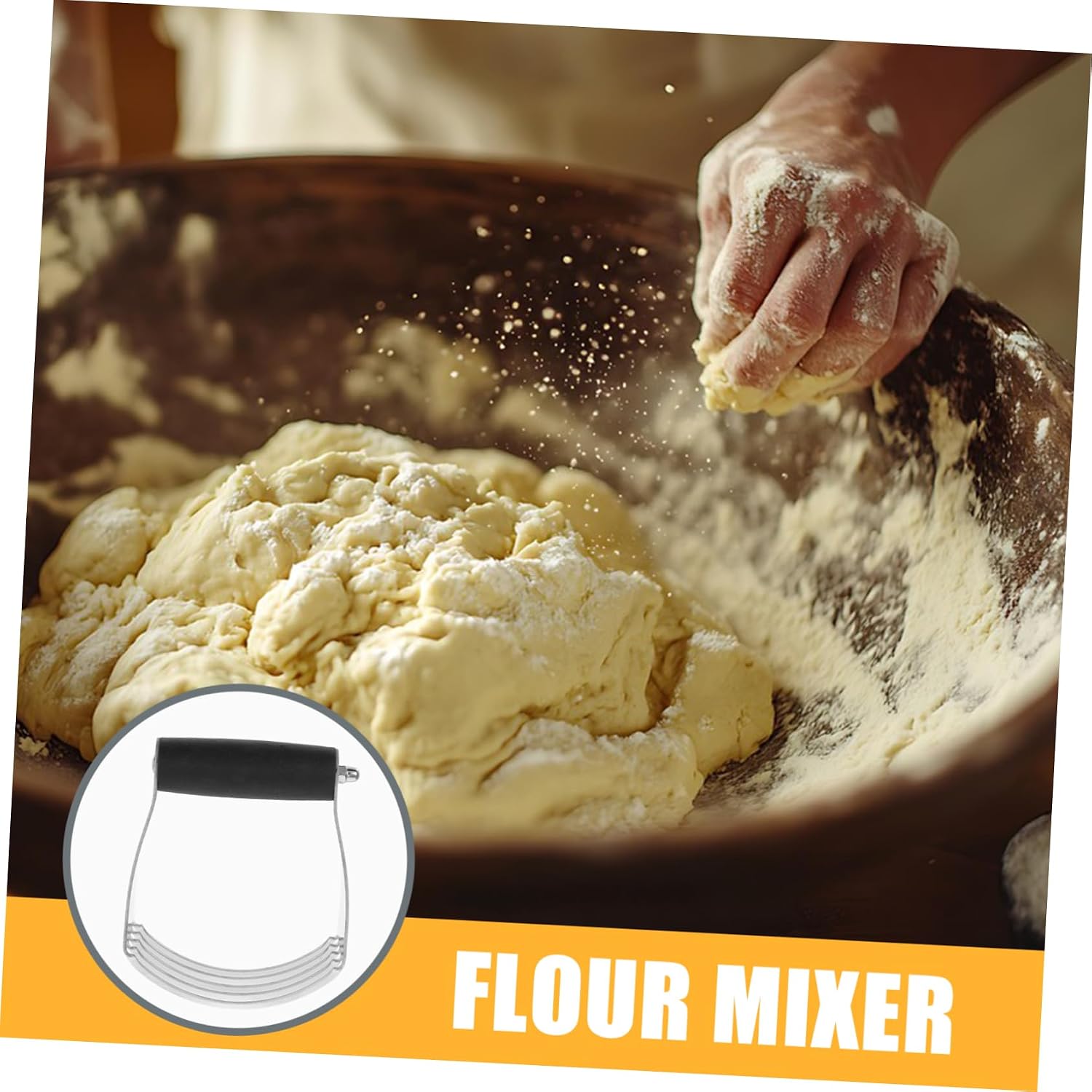 Dough Blender and Built in Scraper with Blades Stainless Steel
