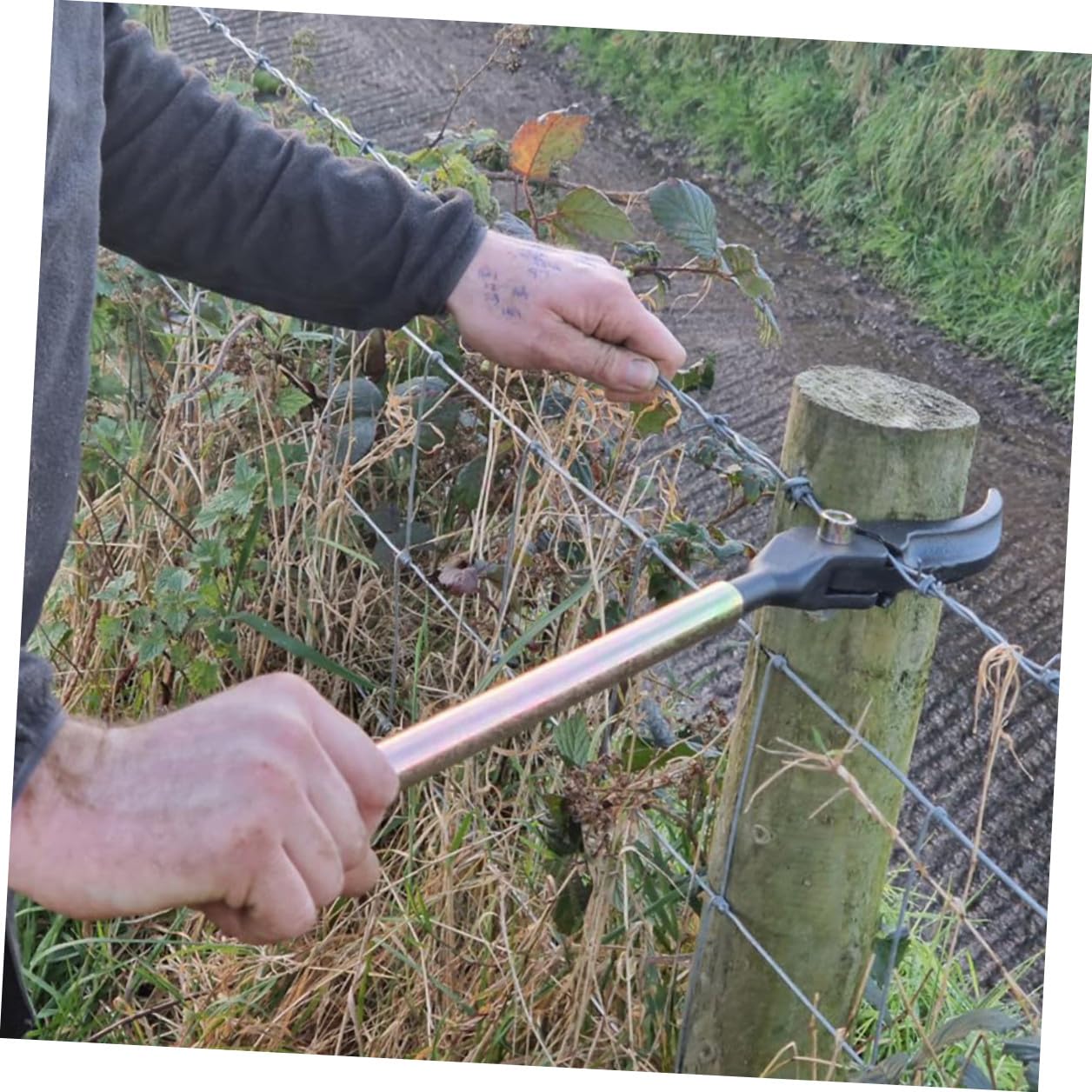 Herramienta tensora de alambre de púas, herramienta de reparación eficiente para jardín y uso agrícola, tensor de alambre fácil de usar para soluciones de valla duraderas y seguras