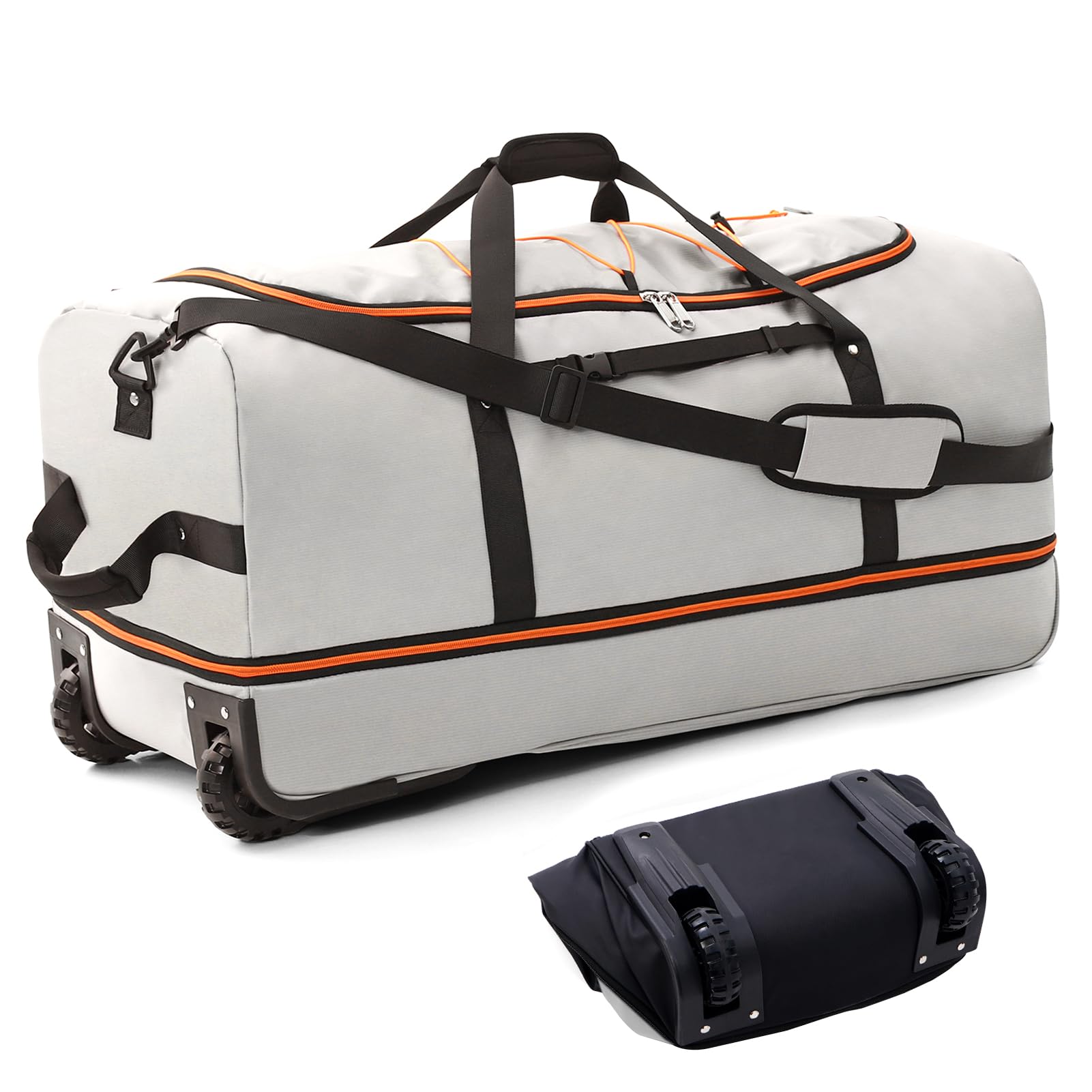 32” Foldable Duffel Bag with 2 Wheels,110L 140L Expandable Rolling Travel Bag with Multiple Compartments,Grey,similar