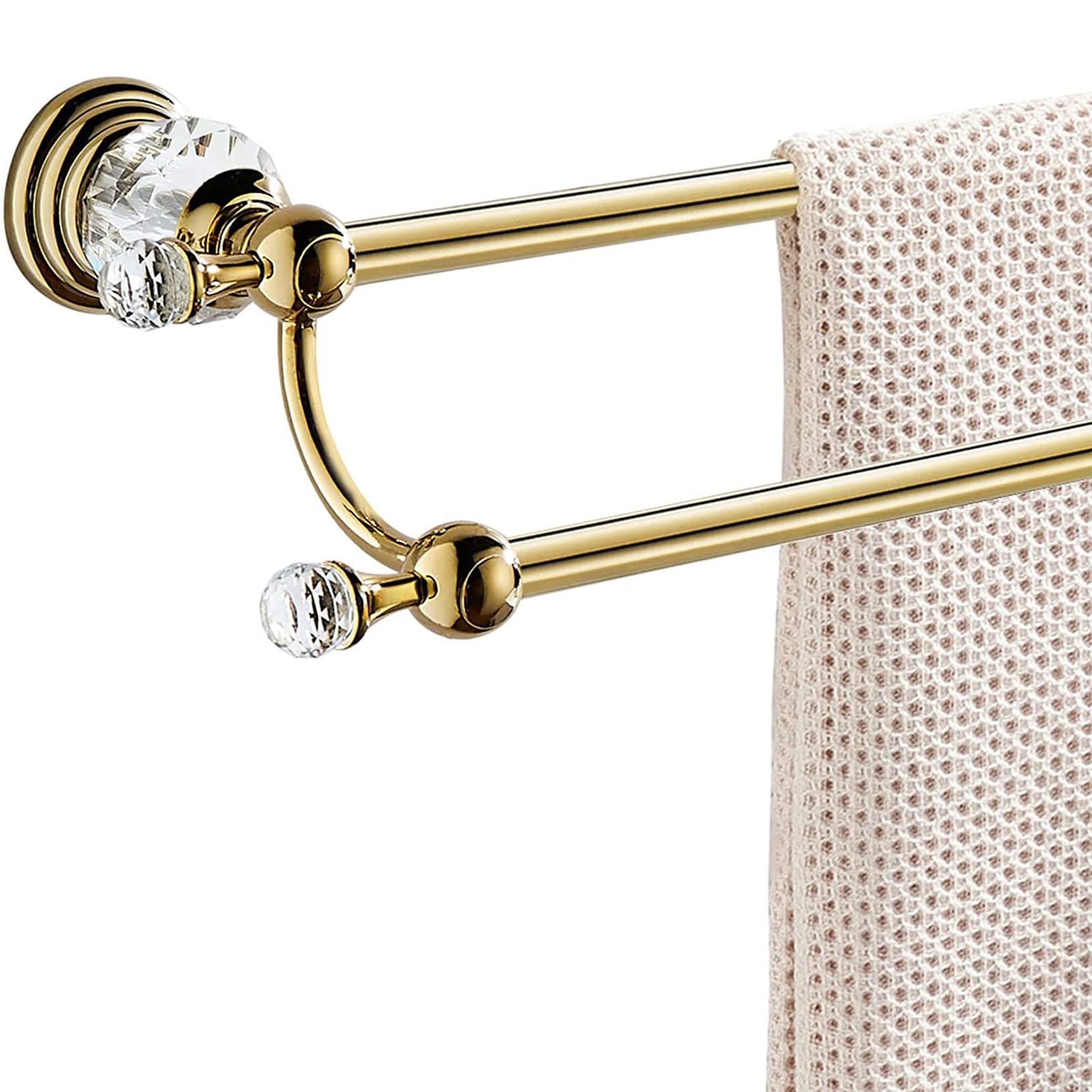 Toallero moderno de latón con doble barra elegante de 40 cm y acabado premium para baño