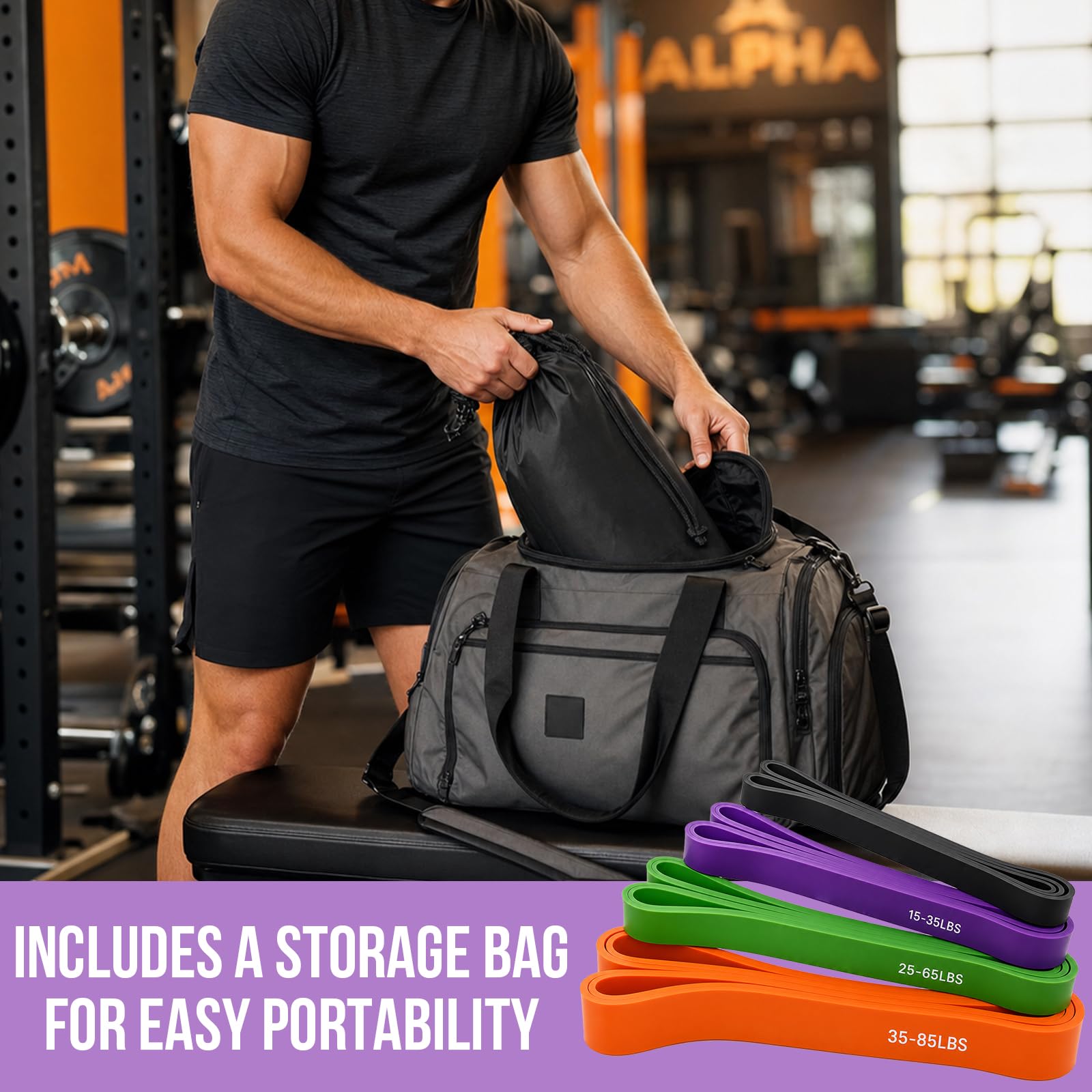 Fitnessbänder Widerstandsbänder 5er Set, Resistance Bands con 4 Livelli di Resistenza, Elastici Fitness con Guida agli Esercizi e Borsa da Trasporto, per Allenamento Muscolare e Yoga