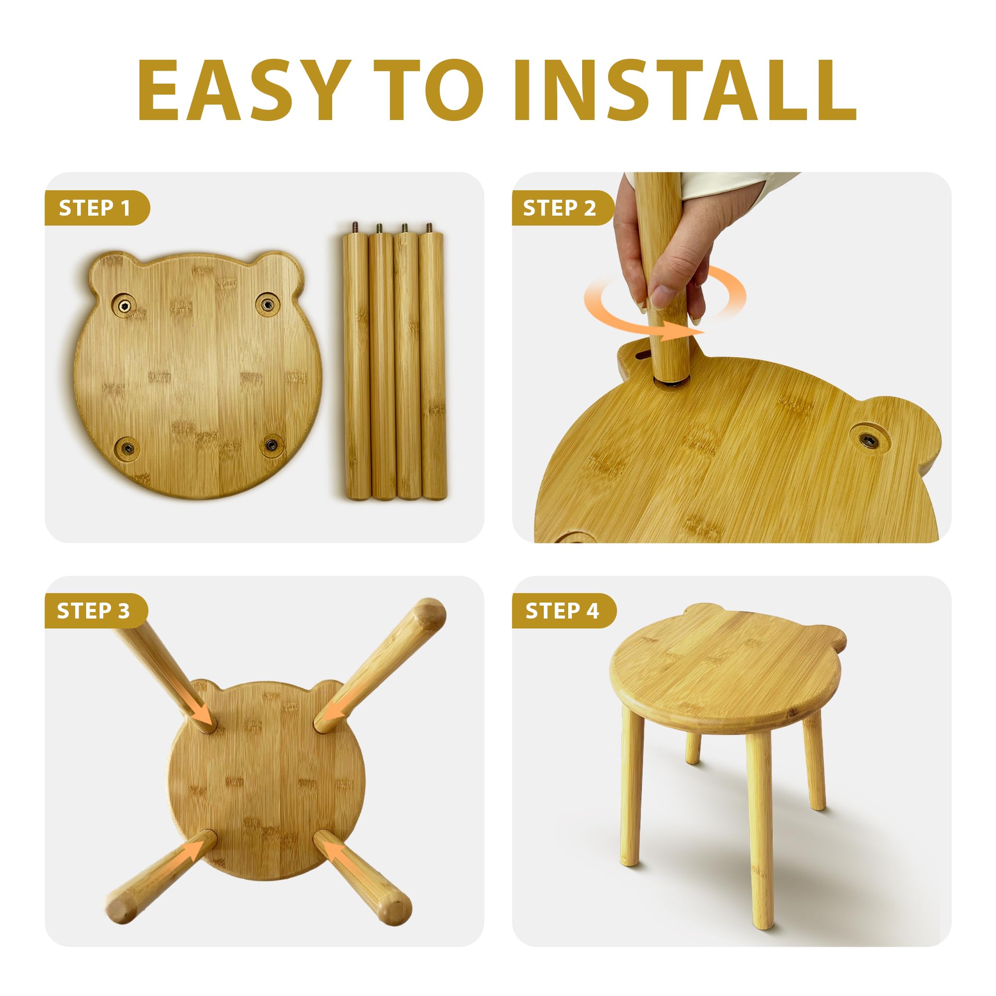 Taburete pequeño de madera, taburete redondo pequeño antideslizante, portátil y resistente, adecuado para reposapiés en dormitorio, baño, cocina (L)