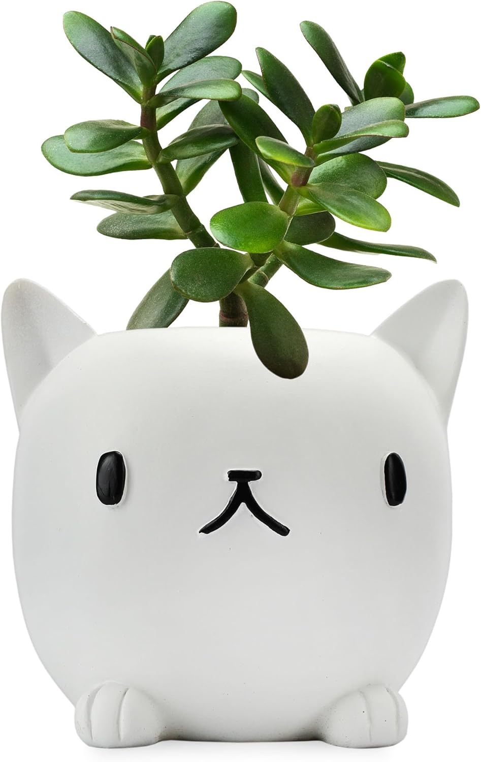 Esterno Cute Cat Mini Planter Pot, White Kitten-Shaped Resin Flower Pot/Pencil Holder