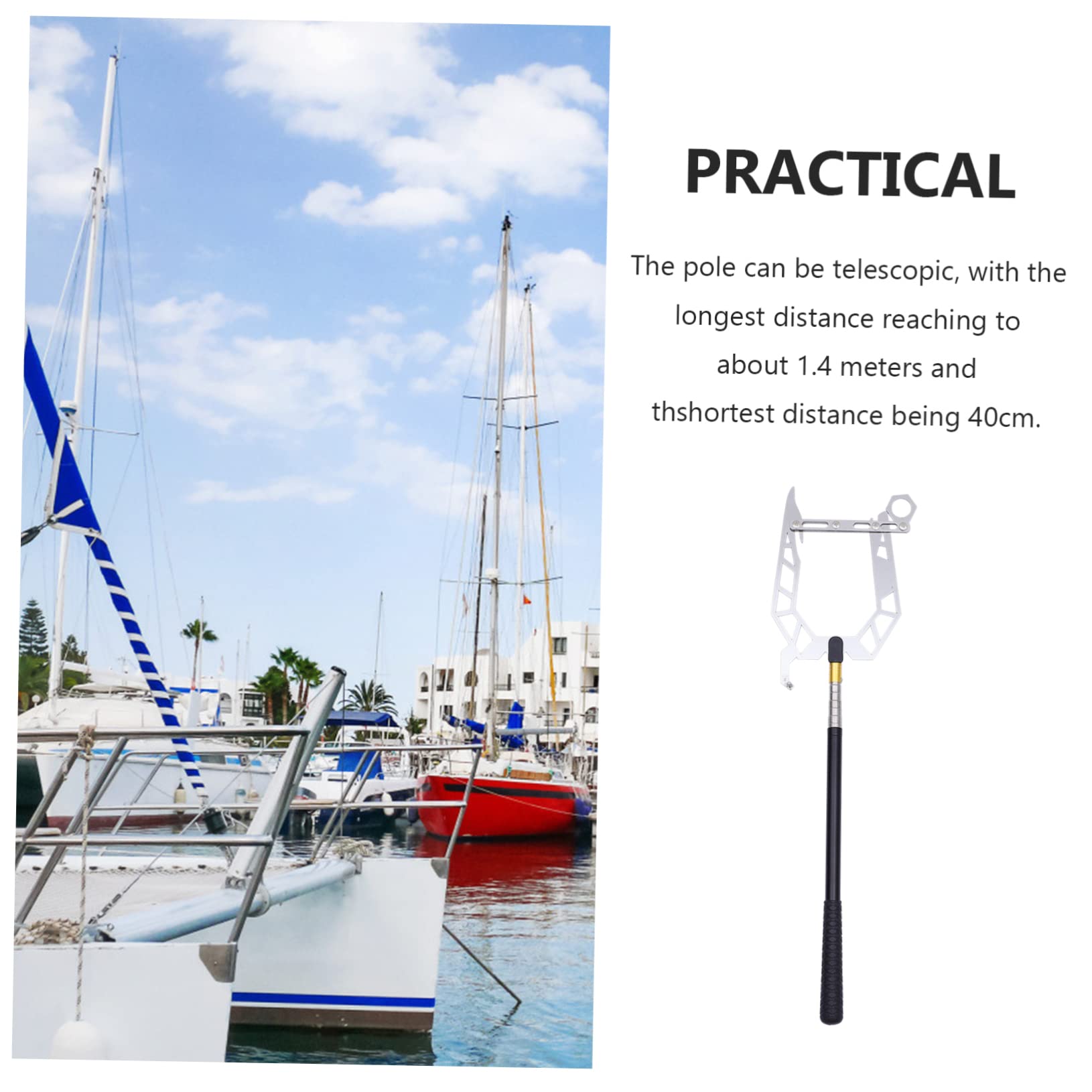GALPADA Extendable Pole Boat Hook for Docking Telescopic Fish Wire Comfortable Grip for Multi-use Boats Accessories