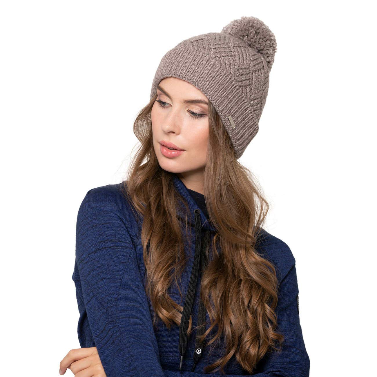 GIESSWEIN Mütze Setzberg - Gefütterte Wintermütze aus Merinowolle, Strickmütze mit Bommel & Krempe, Unisex Beanie, Merino Wool Cap