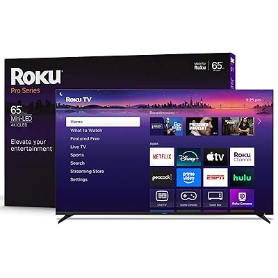 Roku Smart TV 2025 – 65-Inch Pro Series, Mini-LED TV – RokuTV with Backlit Voice Remote Pro – Flat Screen 4K QLED Television with 120Hz Refresh Rate & Dolby Vision IQ, Live News, Sports, Entertainment