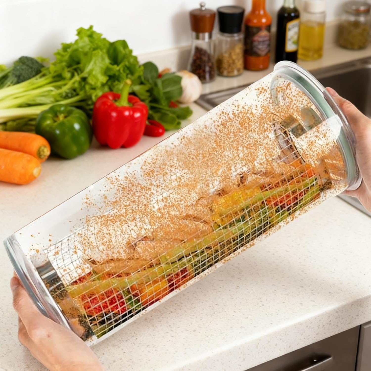 Breader Bowl Shaker for Frying,360 Degree Clear Mixer - Breading Shaker Container with Lid | for Home Kitchen Baking Camping Meal Preparation Deep Frying