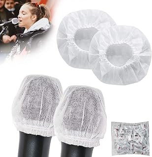 Voarge 200Pcs Disposable Microphone Covers Mic Cover Protective Cap, For Sanitary Mic Covers Perfect for KTV Home Karaoke Bar News Interview Most Handheld Mic (White)