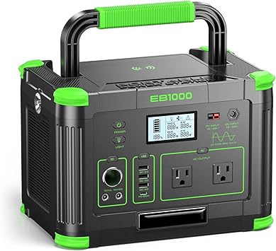 GRECELL Portable Power Station 1000W, 999Wh Battery Solar Generator with 10W Wireless Charging, 1000W Solar Power Station, 10 Output Ports for Home Emergency, Outdoor Camping, RV Travel, Laptop TV