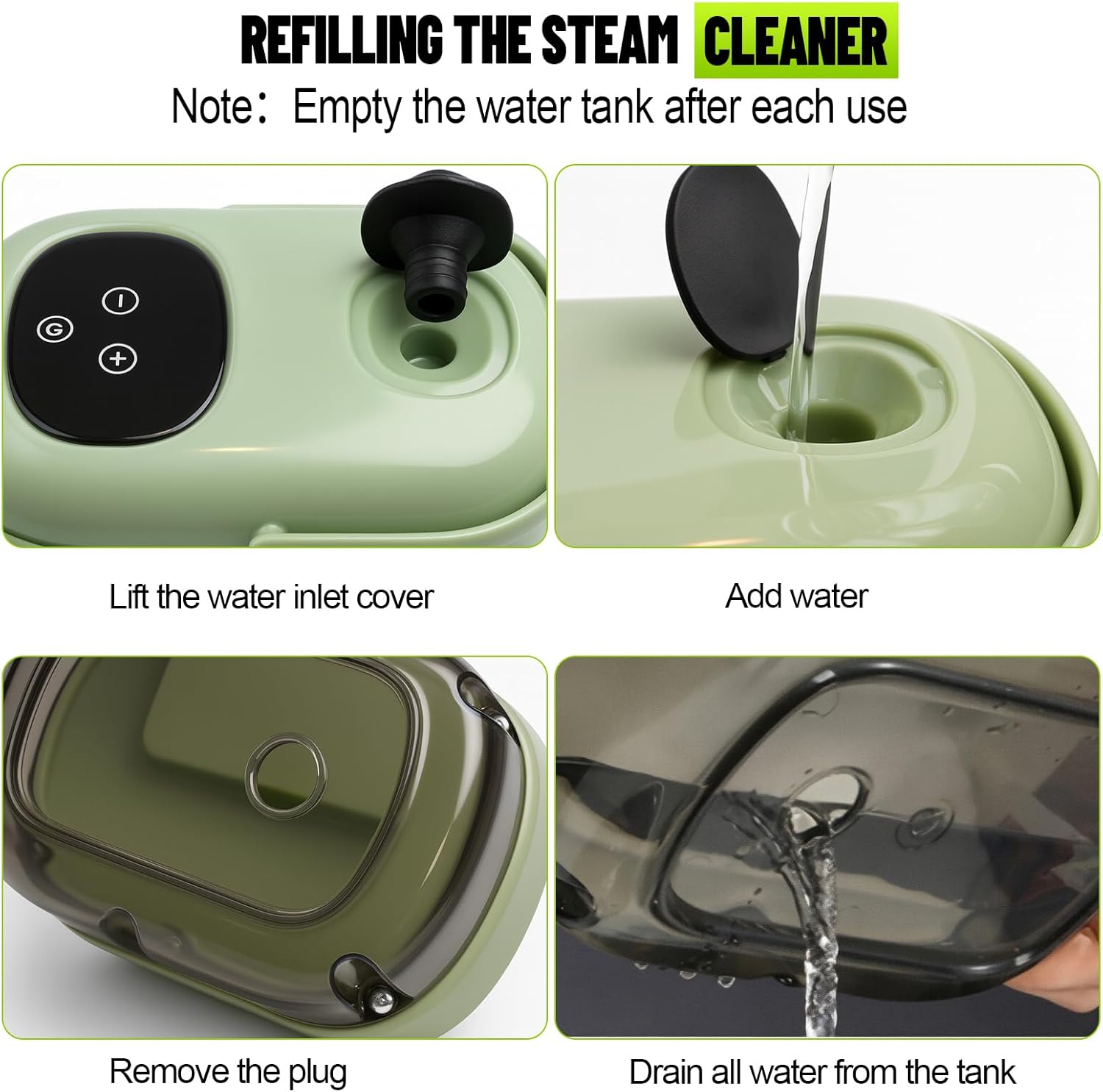 2500W Handheld Steam Cleaner, 15s Fast Heat-Up & 34oz Tank, 6-Level Adjustable Steam Control, Touch Screen Portable Steamer for Bathroom, Car, Tile, Floor, Kitchen, Home Cleaning - Image 7