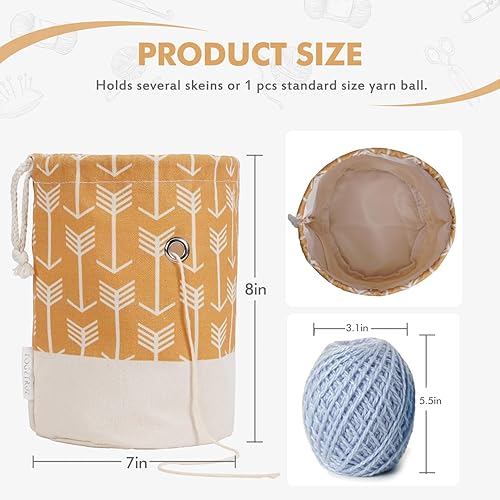 Miniatura 3 de TOGETRUE Bolsa de hilo, pequeña bolsa de ganchillo para tejer, organizador de bolsas de almacenamiento de hilo portátil para proyectos de ganchillo,