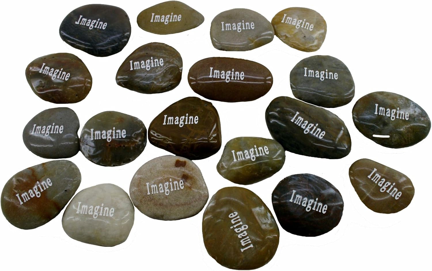 OEN Wholesale Inspirational Word River Stones Etched Bulk Lot 40pcs Big Stones Imagine