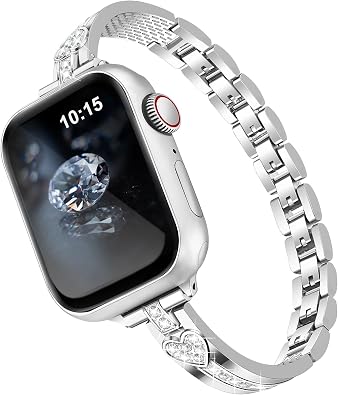 VISOOM Bracelet Compatible for Series 11/10/9/8/se Apple Watch Band 46/45/44/42/41/40/38mm Series 7/SE Women Dressy Luxury Wristband Jewelry Metal Watch Strap for iWatch Series 6/5/4/3/2/1