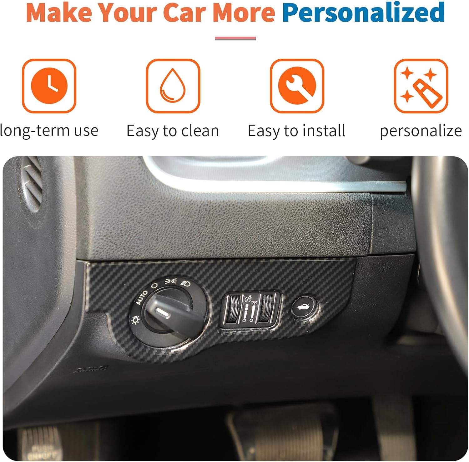 JeCar 12pcs Carbon Fiber Interior Trim Kit Fit for 2015-2023 Dodge Charger Interior Accessories