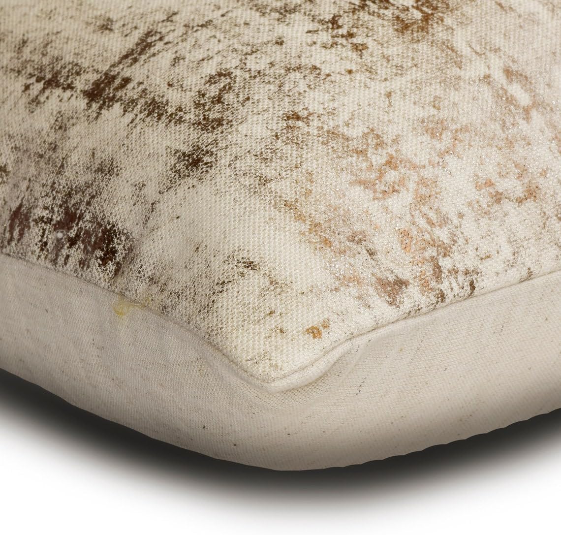 The HomeCentric Gold 12"x16" (30x40 cm) Lumbar Pillow Cover, Linen Floral & 3D Foil Oblong Pillow, Nature & Floral Pattern Modern Style - Gold Eonian