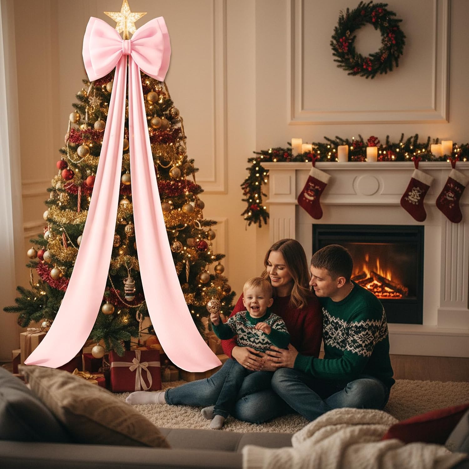 Giant Bow Decoration,78x18 Inch Pink Big Bows Giant Ribbon Tie for Backdrop Wedding Baby Shower Bridal Engagement Birthday Christmas Party Decor(Pink,Satin)