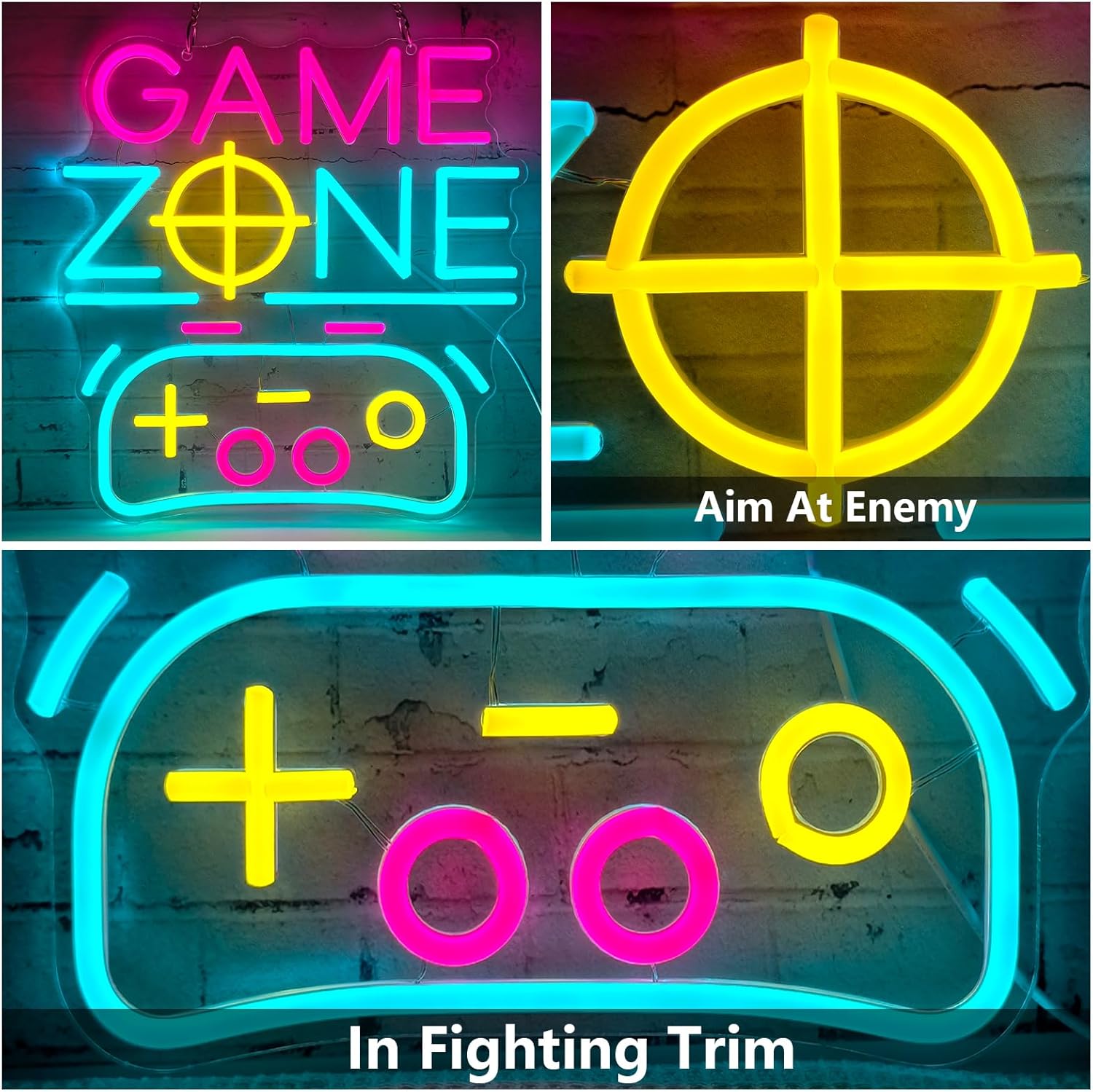 Gamer Neon Sign for Wall Decor, Gaming Neon Sign with Dimmer, Game Room Decor for Boys, GAME ZONE Led Light for Man Cave, Gift for Boys Kids Gamer Teens,Gamdpad Decoration USB Powered with Switch - Image 4