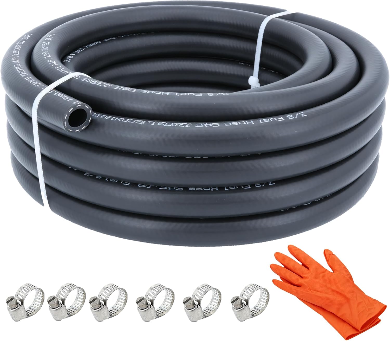 10 FT 3/8 Fuel Line SAE J30R9, 3/8” ID Fuel Hose Kit with 6 Clamps, 300 PSI R9 Reinforced 3/8 Fuel Injection Hose for Automotive & General Fuel Systems - Zonrayth