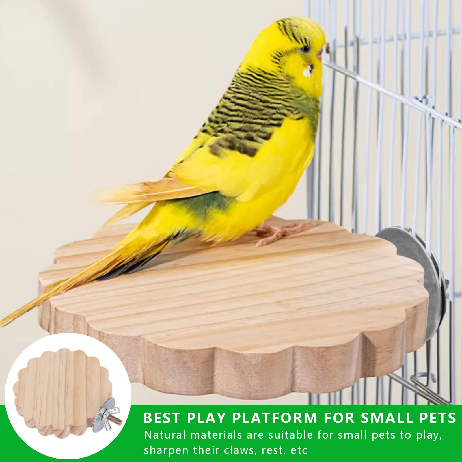 2 Piattaforme In Legno Massello Per Pappagalli - Posatoi Piatti Per Gabbie, Facili Da Montare