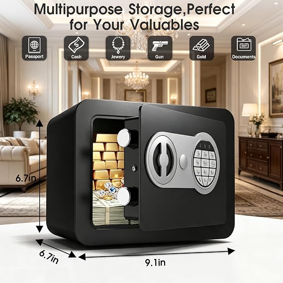 Small Safes for Home, 6.69H Mini Safe Box with Drop Slot for Kids & Adults