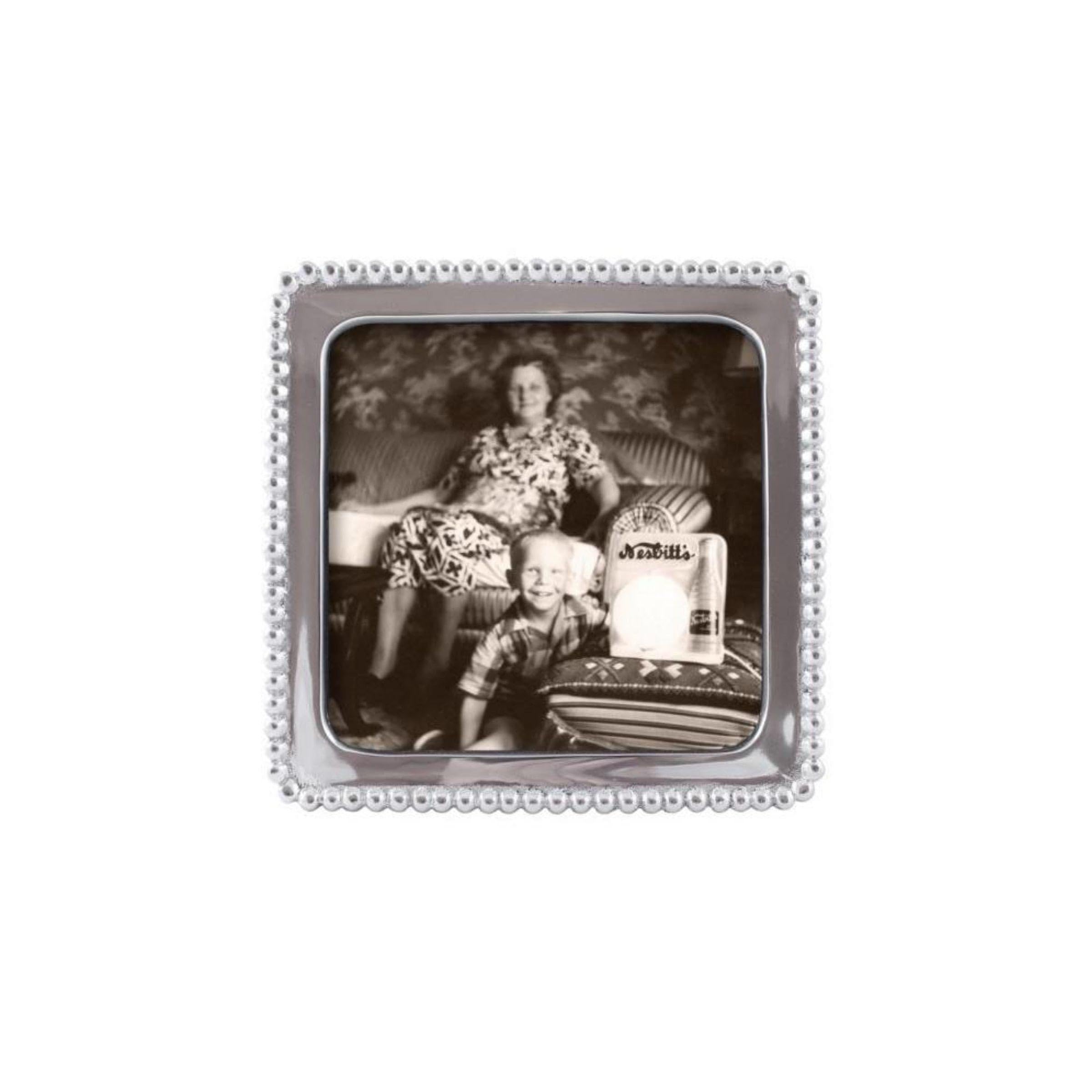 MARIPOSA Beaded Square Frame, Silver, 5" x 5"
