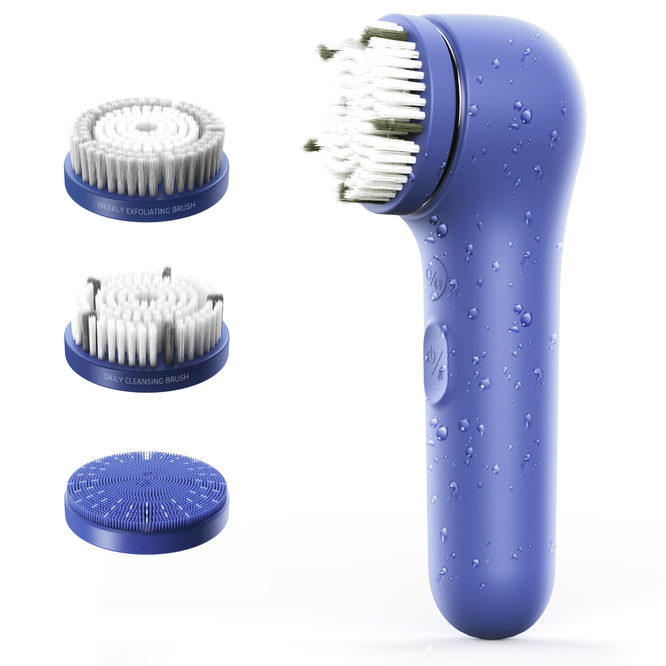 Premium Facial Cleansing Brush,Waterproof Face Scrubber,Spin & Sonic Modes with 3 Intensities,Magnetic 3-Head System for Deep Pore Cleaning, Gentle Exfoliation & Sensitive Skin Care - for Women & Men