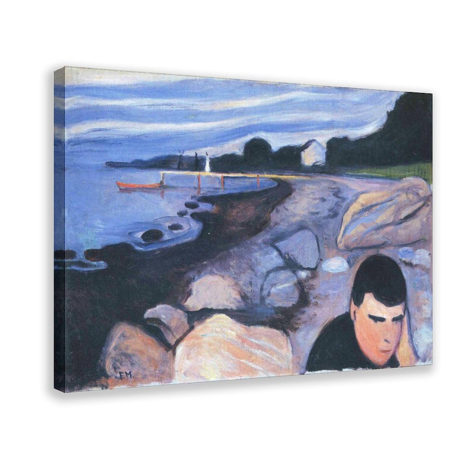 WCYB Melancholy by Edvard Munch Posters Prints Canvas Deco Paintings Wall Art Frame 20" L X 30" W