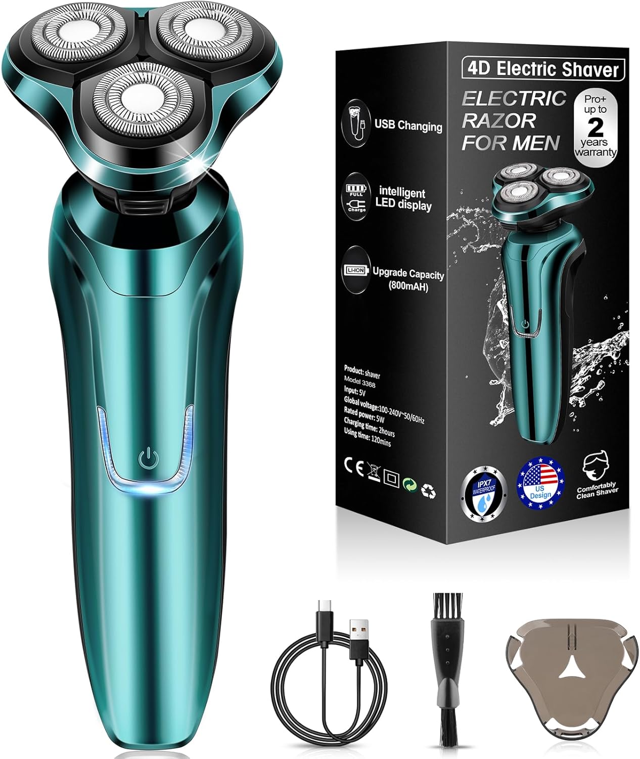 Electric Razor for Men, Men's Rotary Shavers, Waterproof, Wet and Dry Rechargeable Electric Shaver for Men's Faces with a Cordless and Floating Head,Portable Travel Razor,an Ideal Gift for Men