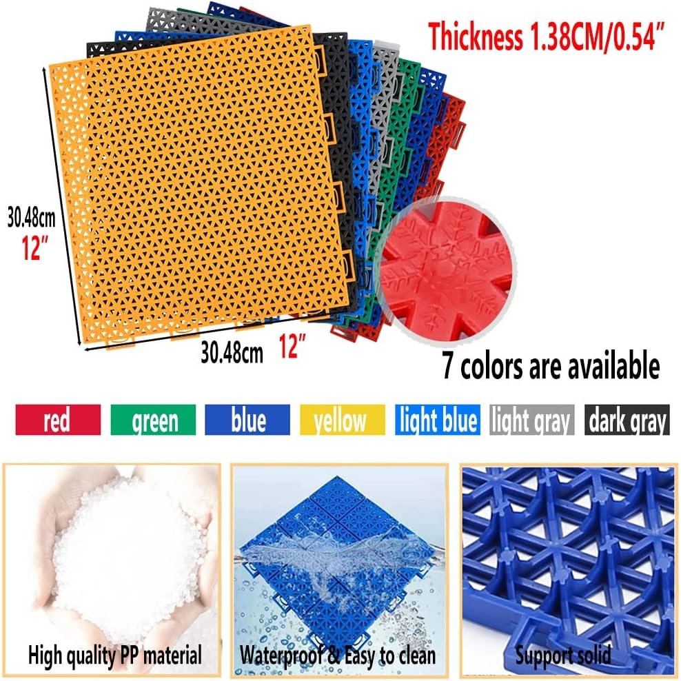 Outdoor Interlocking Floor Tiles - 10PCS Waterproof Sports Mat for Schools, Kindergartens & Stadiums - Perfect for Basketball Courts, Patios & Play Areas - Green