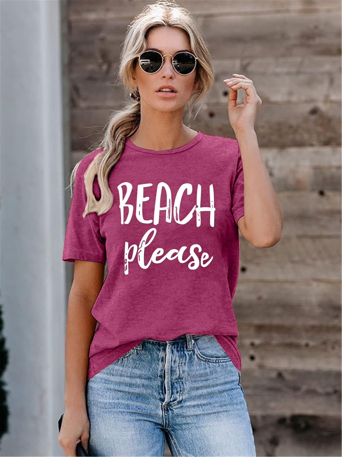 Womens Sunshine Beach T Shirt Short Sleeve Summer Graphic Tees Funny Casual Shirt Loose Fit Tee Blouses Tops - Image 3