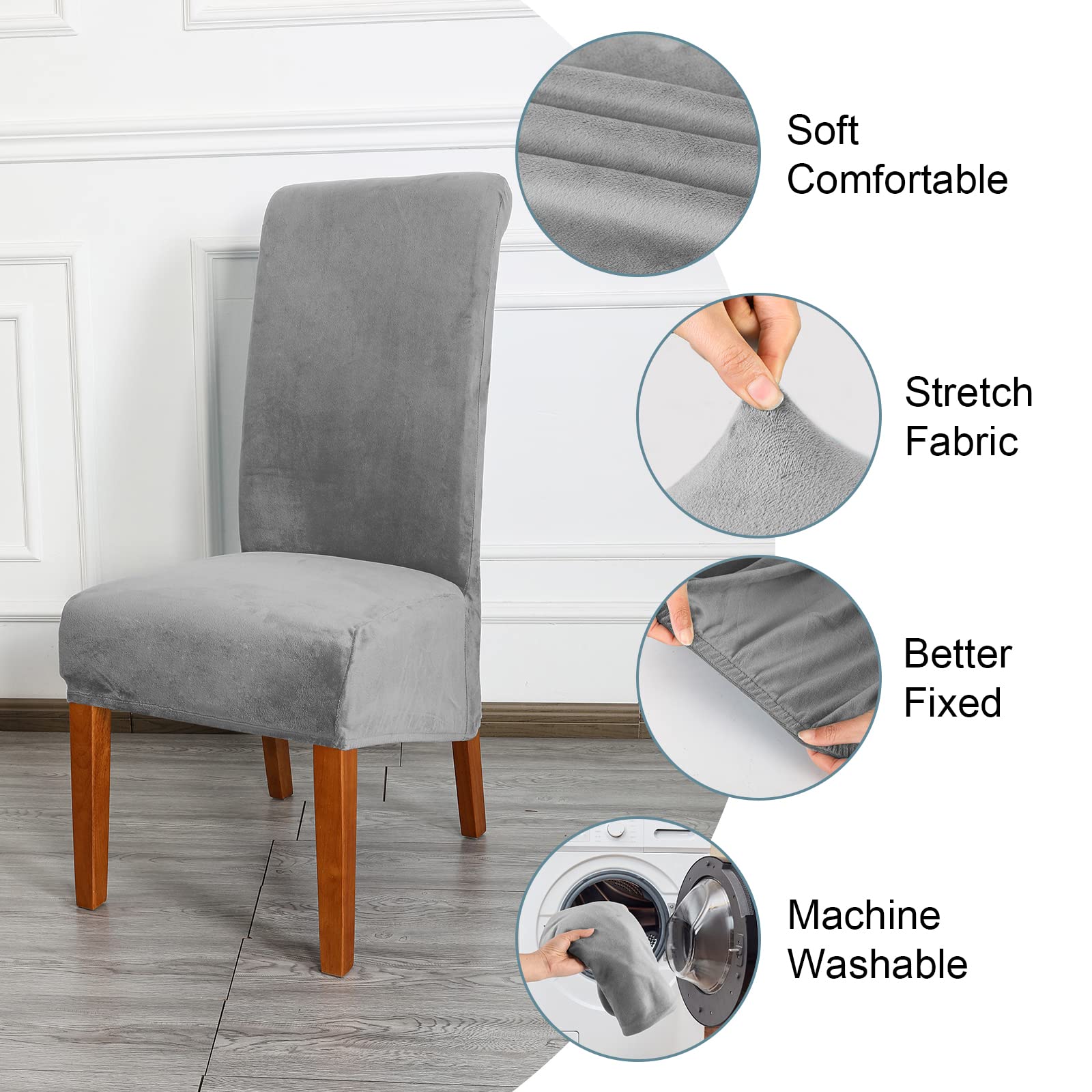CMAKER Velvet Dining Chair Covers, Stretch Large Chair Slipcover - Image 4