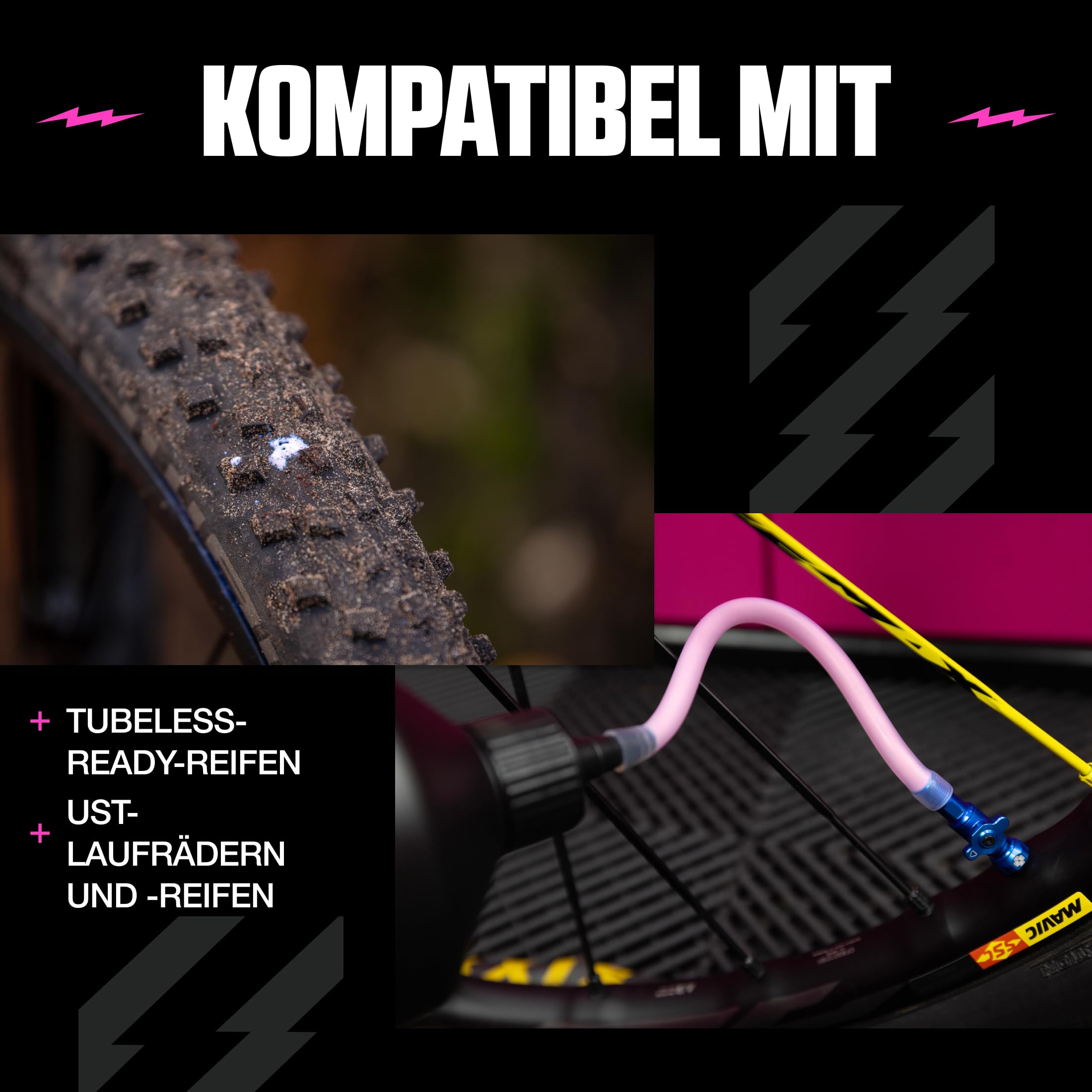 Muc Off No Puncture Hassle Tubeless Sealant Reifendichtmittel, 1 l - Hochwertiges Reifendichtmittel für Schlauchlose Fahrradreifen mit UV-Tracer-Farbstoff, Dichtet Risse und Löcher Bis Zu 6 mm ab