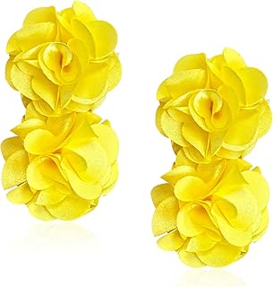 Oversized Fabric Flower Earrings for Women Statement Boho Chic Dangle Drop Earrings for Parties Weddings or Everyday Wear