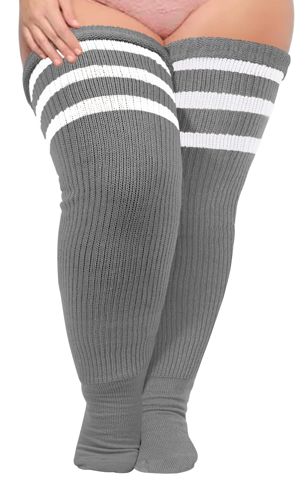 Moon Wood Plus Size Thick Thigh High Socks for Thick Thighs- Extra Long Striped Over the Knee Halloween Socks Leg Warmers